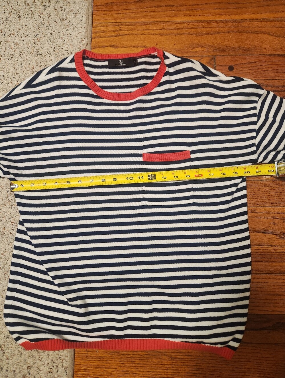 Striped Navy and White Women's Top - Picture 3 of 5